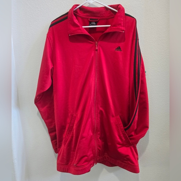 Adidas red soccer zip up size large. - Picture 1 of 5